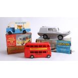 A collection of vintage boxed toys including London transport double decker bus, Gyro Drive