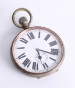 A Goliath pocket watch with keyless movement, subsidiary second dial diameter 10.50cm.