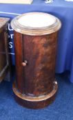 Victorian cylindrical mahogany pot cupboard with marble top.