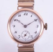 Buren, a vintage 9ct gold cased ladies wristwatch with black Arabic numerals and a sub second