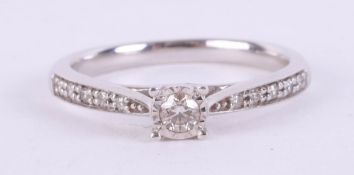 A 9ct white gold and diamond Love Life engagement ring, 0.16ct, size L.