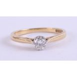 An 18ct diamond solitaire ring, approximately .25ct.