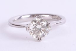 A diamond solitaire ring, set in platinum, approximately 1.50ct, size N.