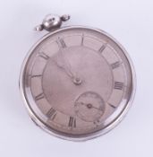 A 19th century open face silver pocket watch, English, fusee movement, signed I. Whitemore,