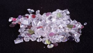 Bag of loose mixed stones including cubic zirconia, ruby, peridot, sapphire and amethyst. 81.27ct