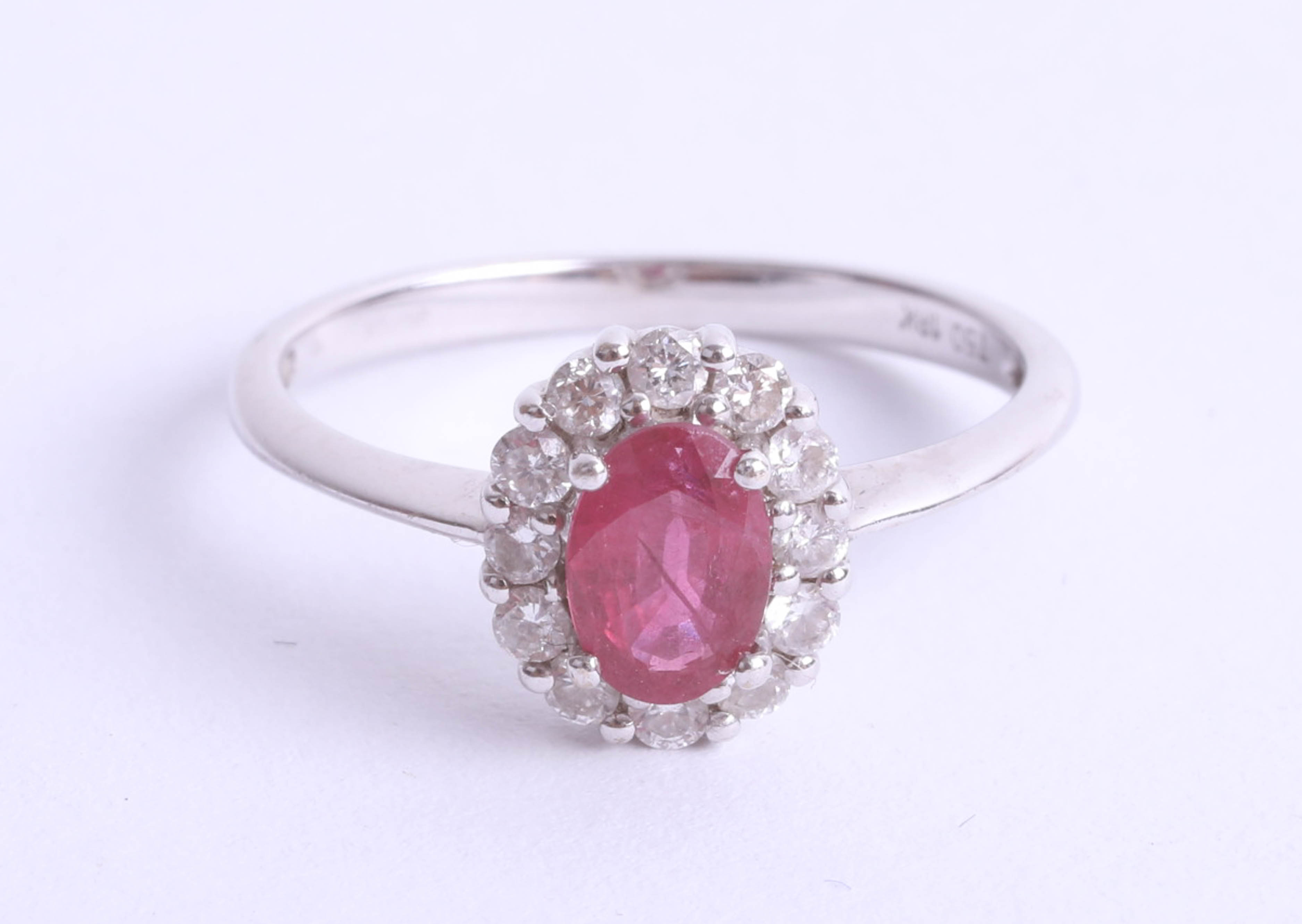 An 18ct white gold ruby cluster ring, size K. - Image 2 of 2