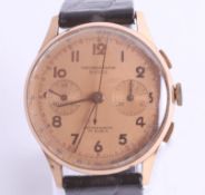 Chronographe Suisse, a gents 18ct gold vintage wristwatch, the dial marked anti magnetic 17 rubis,