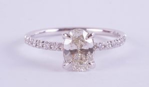 A fine 18ct diamond solitaire ring, the oval cut diamond approximately 1ct, colour I, clarity VS2,