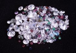 Bag of loose mixed stones including cubic zirconia, emerald, sapphire, ruby and garnet. 92.00ct