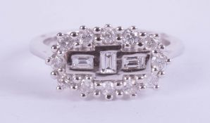 18ct white gold diamond "boat" cluster ring. Diamonds 0.50ct