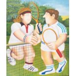 Beryl Cook, limited edition print 'Tennis' no 259/300, 58cm x 67cm, mounted, not framed.