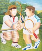 Beryl Cook, limited edition print 'Tennis' no 259/300, 58cm x 67cm, mounted, not framed.