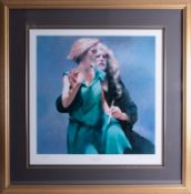 Robert Lenkiewicz, signed edition print, 'Bella with the Painter', 317/550, with certificate, 57.5cm