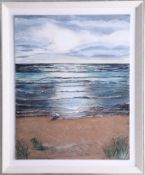 Amanda Lyon-Smith, acrylic on canvas 'Socially Distanced Seagull', framed, 45cm x 36cm.