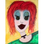 Rosie Cunningham, acrylic on canvas, 'Goth Girl', unframed 102cm x 77cm.