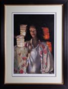 Robert Lenkiewicz, signed edition print 'Anna Paper Lanterns', 23/500, with certificate, framed