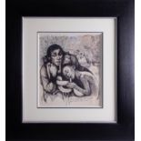 Robert Lenkiewicz (1941-2002), early black pen and ink drawing, signed, with annotation 'Lovers