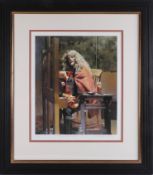 Robert Lenkiewicz, signed edition print 'Self Portrait at Easel, 1992', no. 268/500, framed and