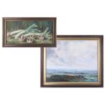 Harry Ousey (1915-1985) 'Landscape' titled on reverse possibly Dartmoor? oil, signed, and another,