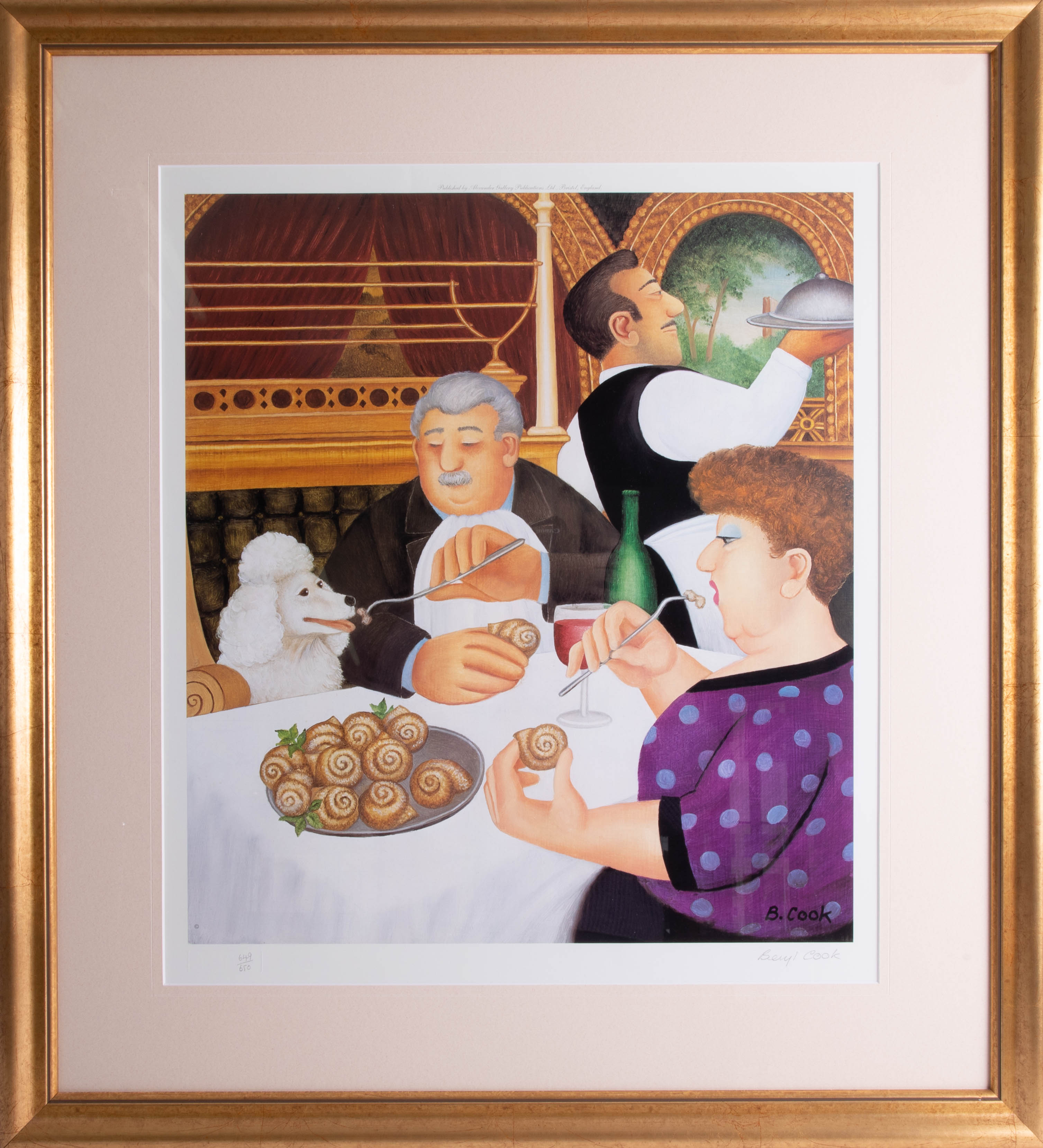 Beryl Cook, signed edition print 'Dining in Paris', 649/650 published by Alexander Gallery,