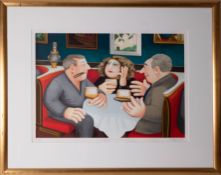 Beryl Cook, silkscreen 'Russian Tea Room', 187/300, signed limited edition, framed and glazed,