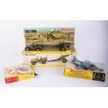 Dinky Toys, Hawker Harrier 722, US Jeep with Howitzer 615, Beechcraft Baron 715 (3).