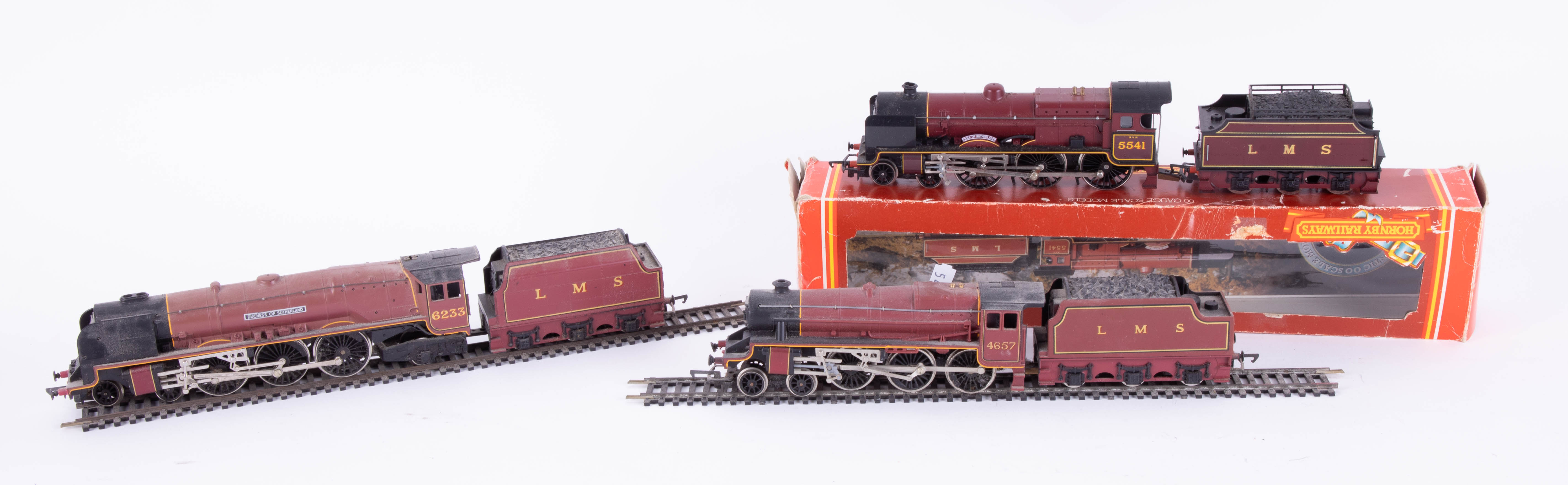 Hornby OO gauge, three LMS loco's incl Duke of Sutherland (one boxed).