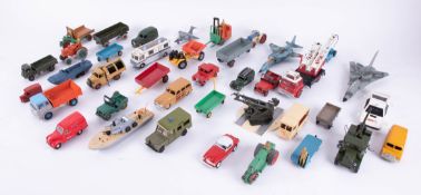 A collection of various loose diecast models, Dinky Toys Bedford Van, military, Dinky Moto cart