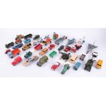 A collection of various loose diecast models, Dinky Toys Bedford Van, military, Dinky Moto cart