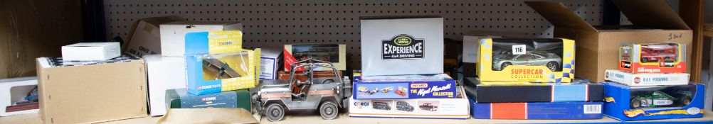 A collection of various models including Maisto, Burago, Hot Wheels, Corgi Vintage Glory etc. (