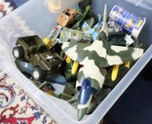 A collection of loose Dinky and Corgi models, mainly Army vehicles and trucks.