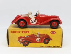 Dinky Toys, MG Midget Sports Car, 108 boxed.