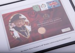 Westminster Mint QEII 80th Birthday gold sovereign in presentation folder.
