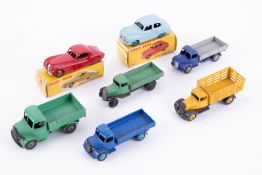 Dinky Toys, two boxed models, 157 Jaguar and 40J Austin Somerset and five loose lorries (7).