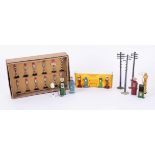 Dinky set No. 47? road signs, petrol pumps, telegraph poles and boxed Dinky 49 Petrol Pumps and