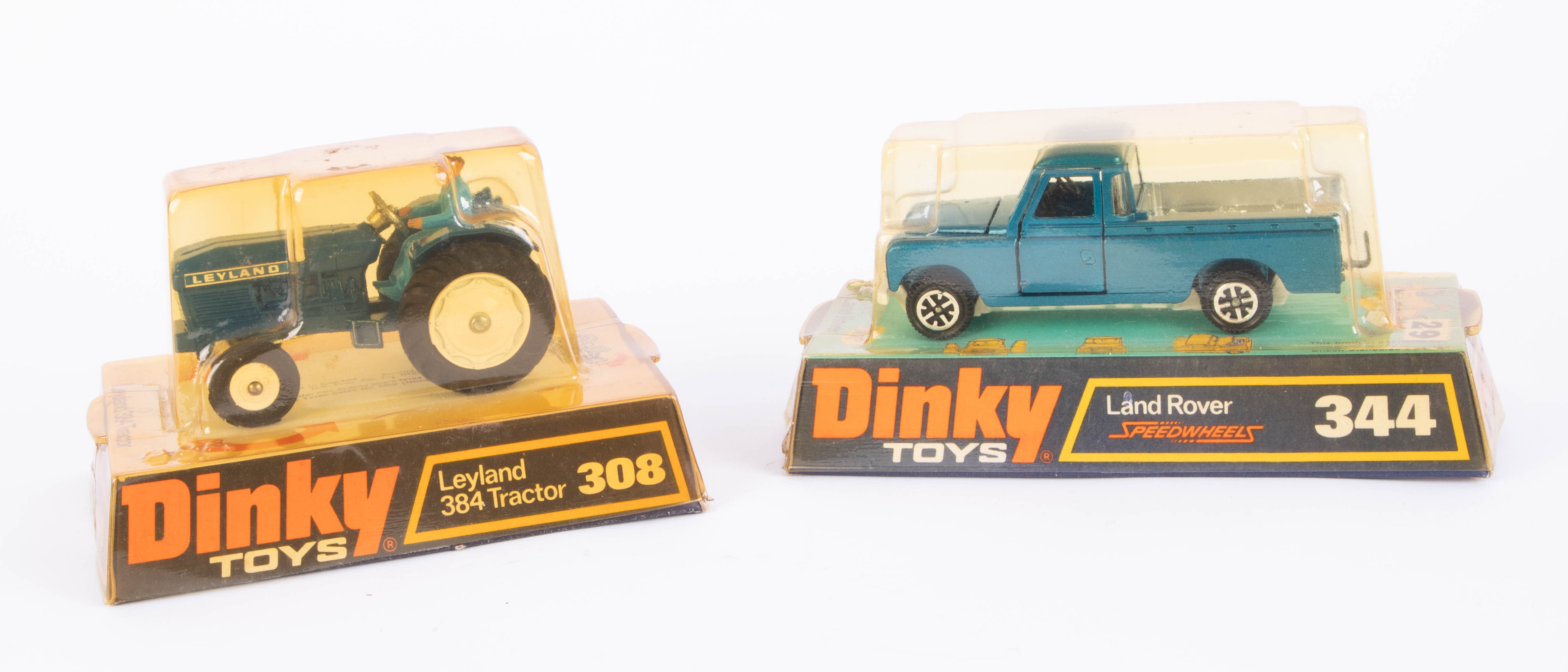 Dinky Toys, Leyland Tractor 308, Land Rover 344, boxed, (2).