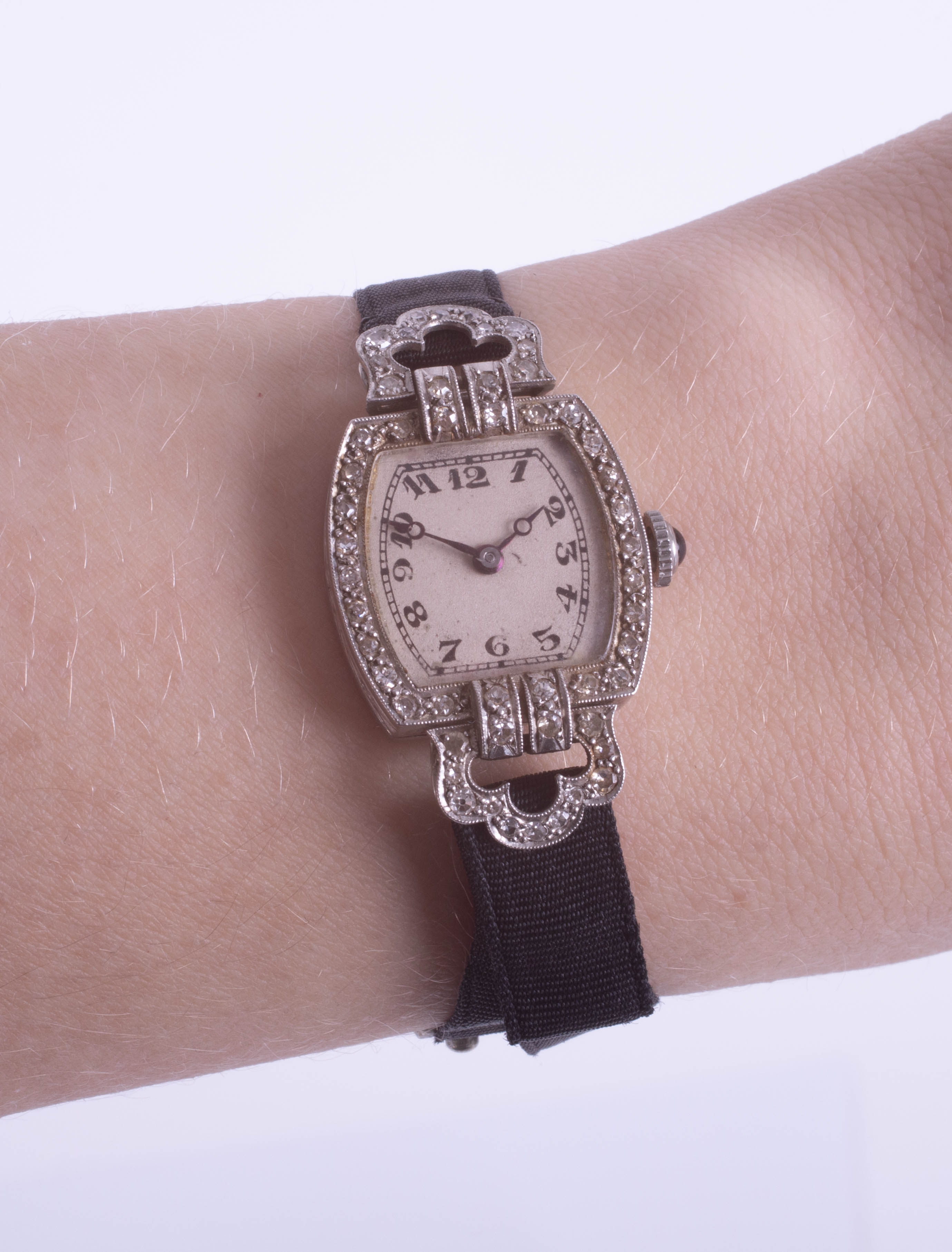 An 18ct gold and platinum diamond set ladies wristwatch. - Image 2 of 2