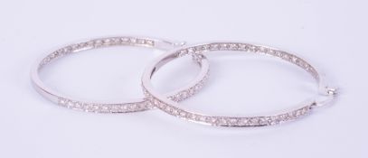 A pair of impressive 18ct diamond hoop earrings, diameter 40mm.