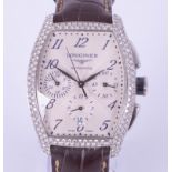 Longines, a gents diamond set automatic wristwatch, chronograph, with calendar aperture, no.