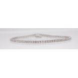 A diamond line bracelet set in 18ct white gold, diamond weight approximately 3 carats, length 18.