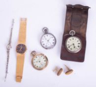 A silver open faced pocket watch, together with two other pocket watches, a marcasite