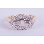 An 18ct yellow gold diamond 'boat' cluster ring, diamond weight approx 0.75ct, size M.