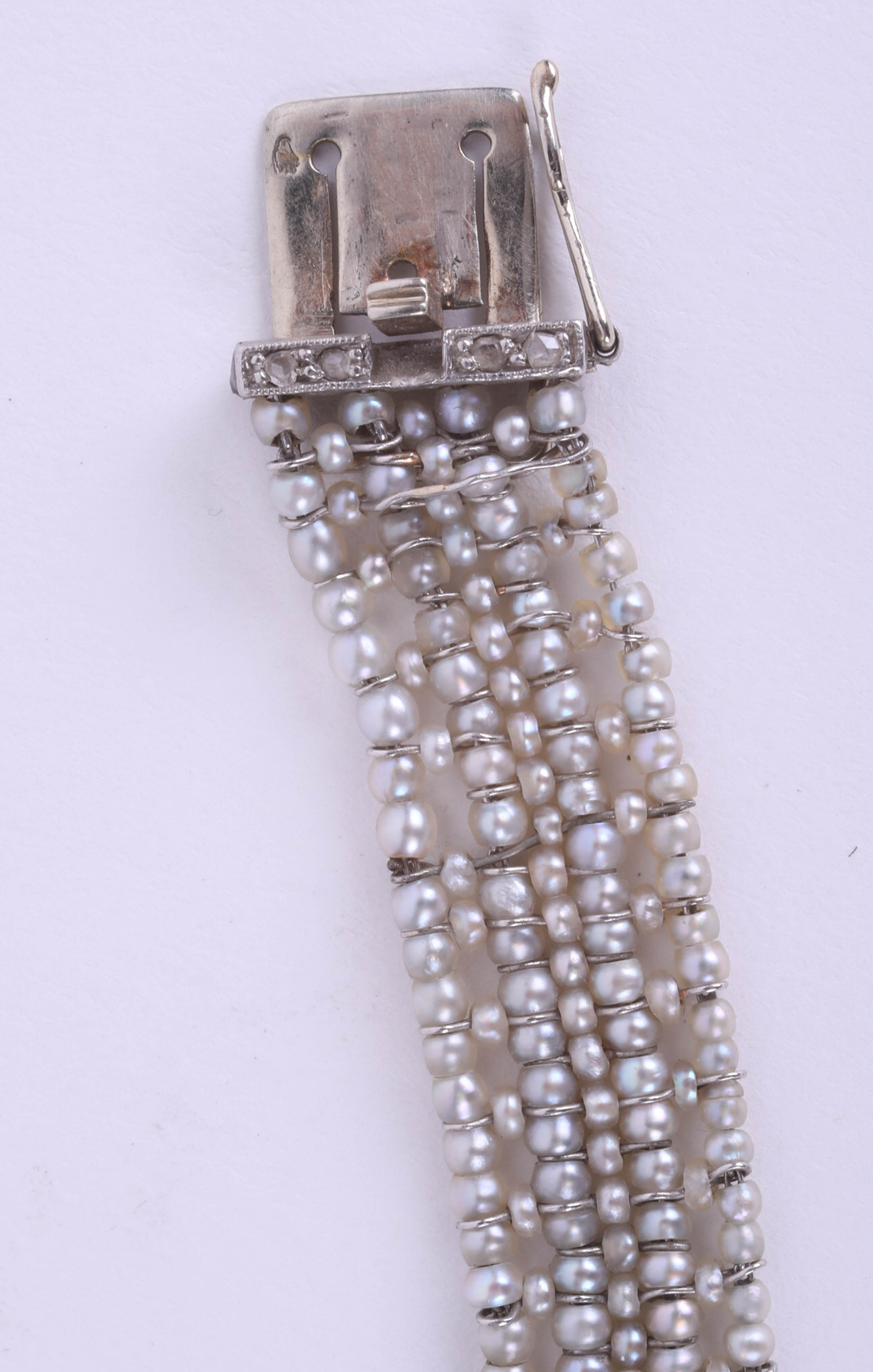 An Art Deco style white gold diamond set cocktail watch fitted with a pearl bracelet together with - Image 4 of 5