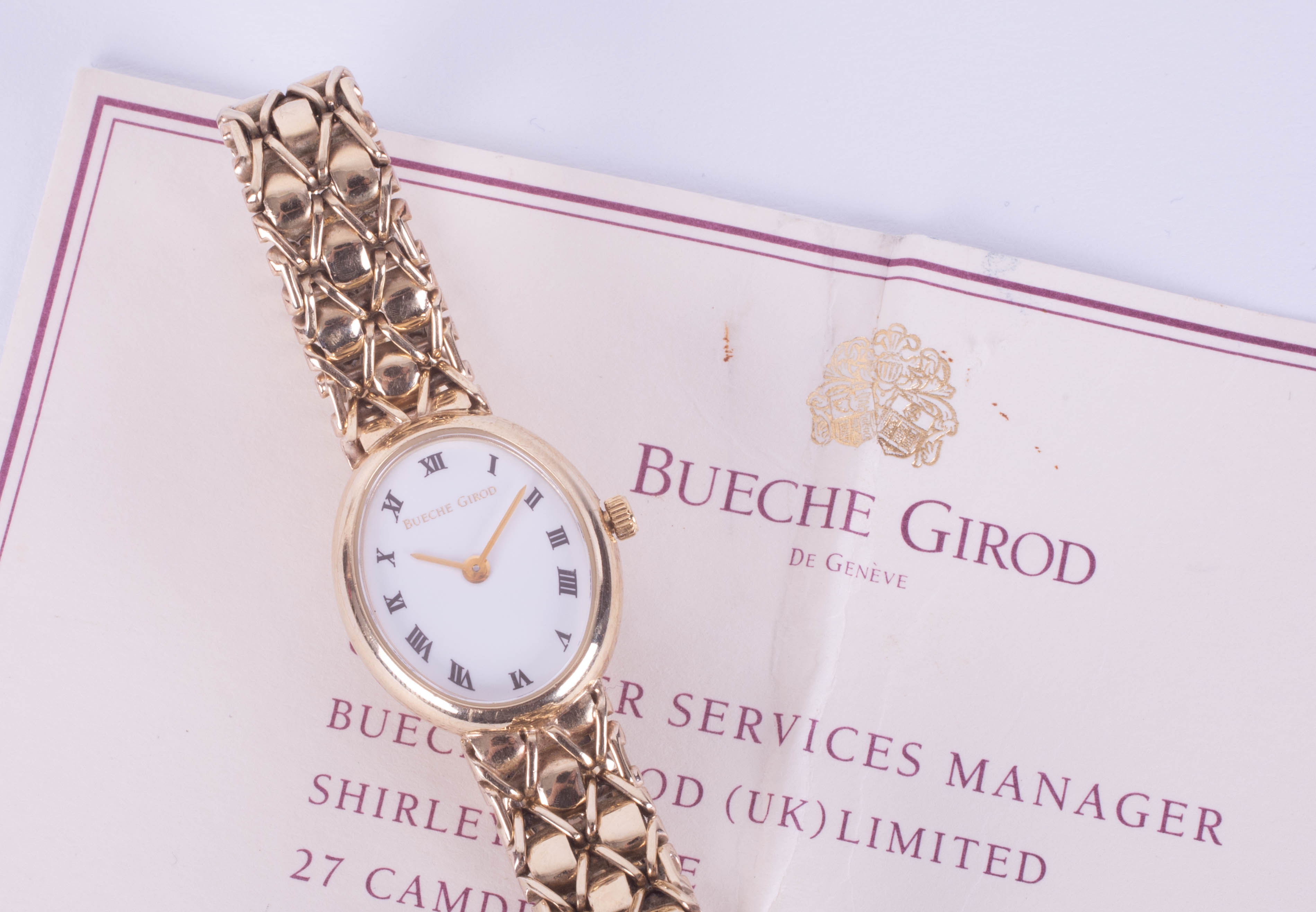 A Bueche Girod 9ct ladies wristwatch, with original box and card, model 8020, approximately 28.77g. - Image 2 of 2