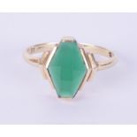 A 14ct green gemstone set ring, maker's mark A.P, size N.