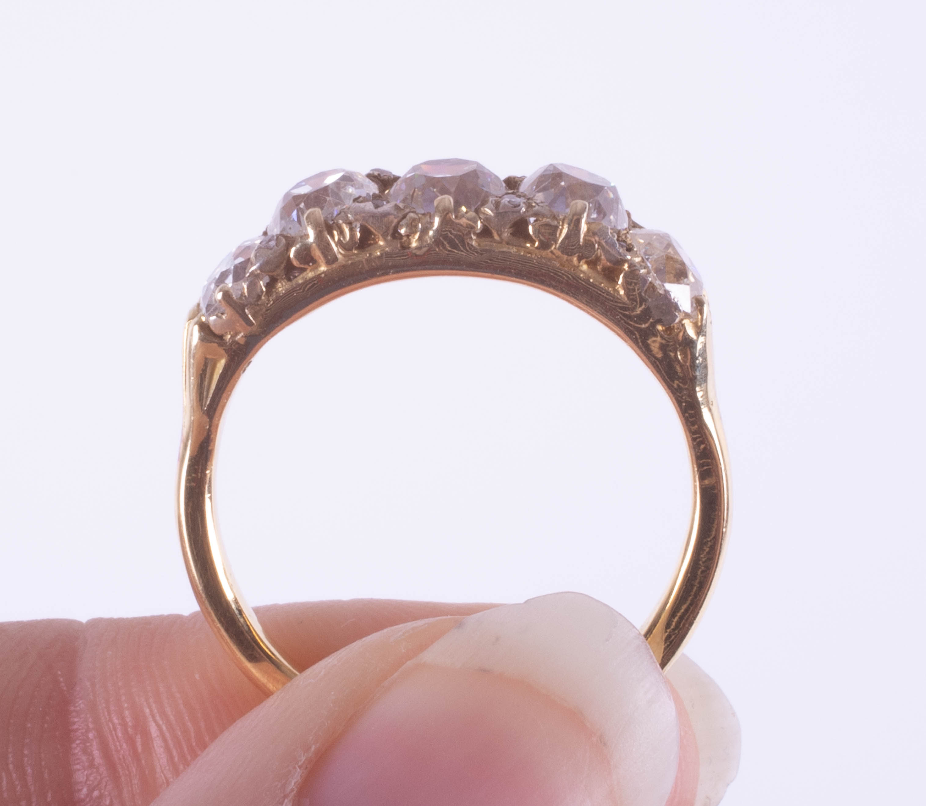 A good 18ct diamond five stone ring, diamond weight over 2ct, set in yellow gold, size R. - Image 8 of 9