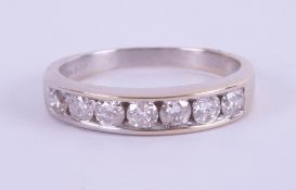 An 18ct white gold half band eternity ring, approx. 0.50ct, ring size J.