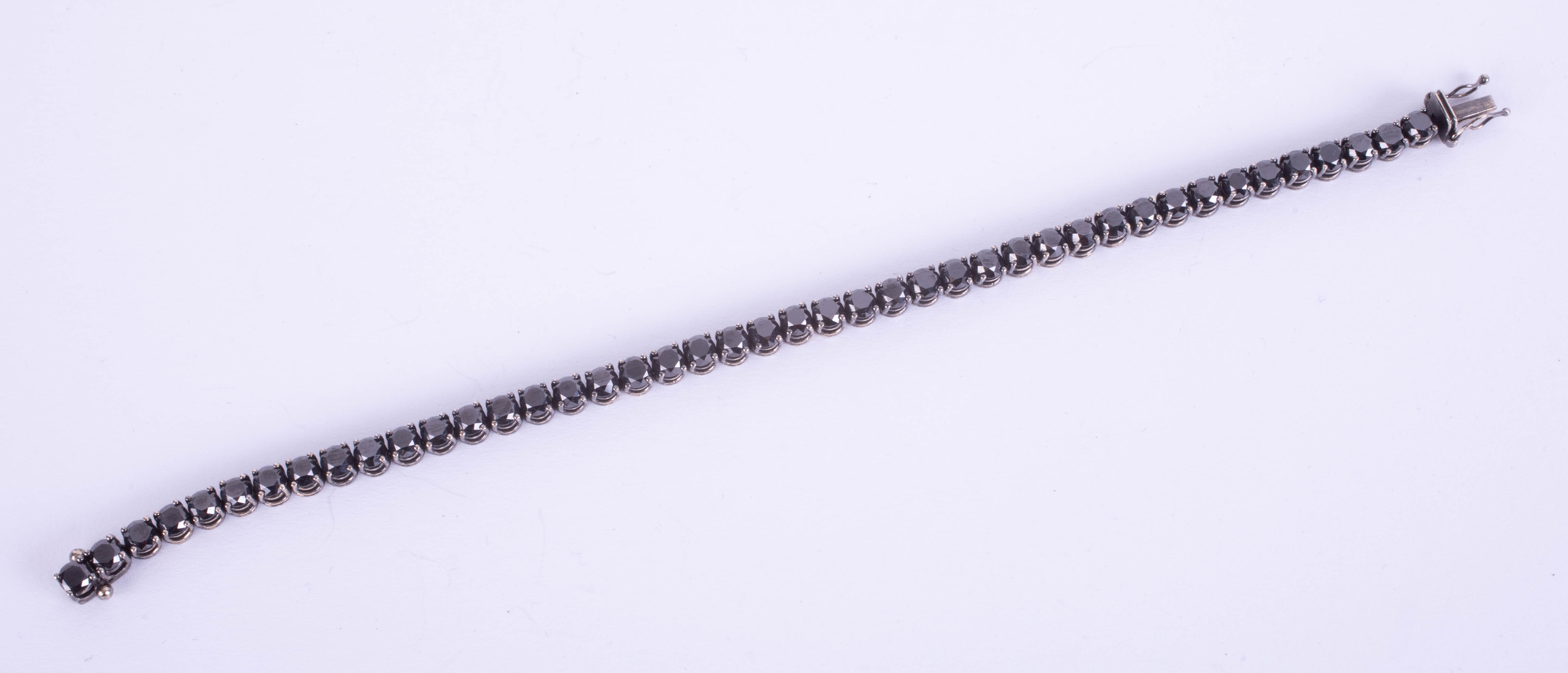 An 18ct white gold black diamond line bracelet, boxed, diamond weight approx 14.38ct. - Image 2 of 3