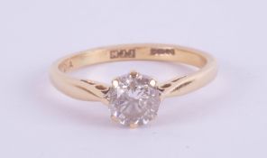 An 18ct yellow gold diamond solitaire ring approx. 0.50ct, ring size J.