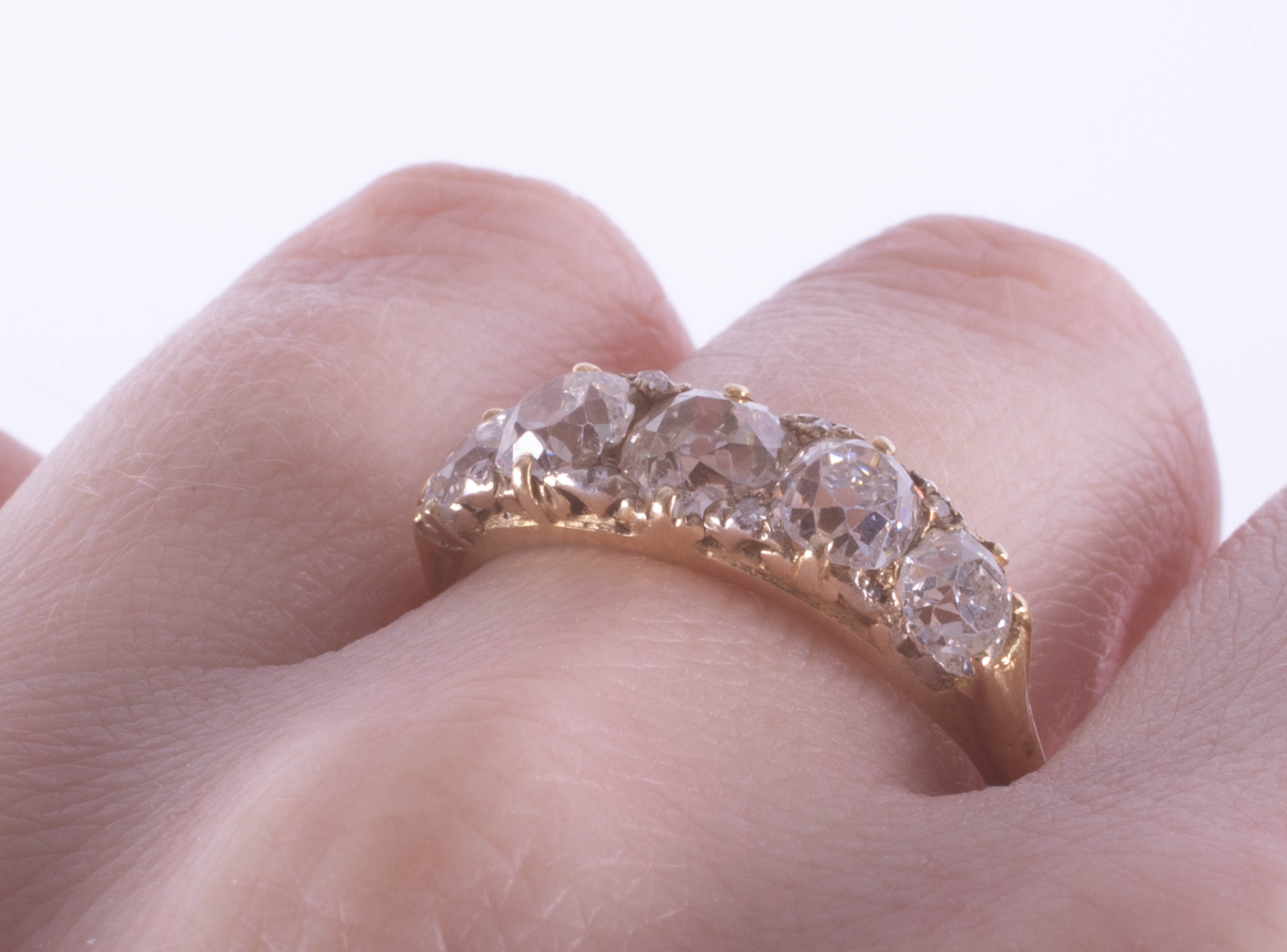 A good 18ct diamond five stone ring, diamond weight over 2ct, set in yellow gold, size R. - Image 9 of 9